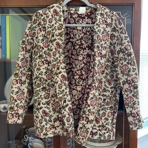 Floral Tapestry Jacket Blazer Vintage Embroidered Size Large
